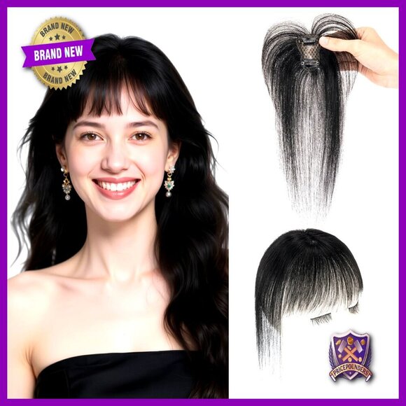 Accessories - Real Human Hair Clip-In Bangs Wispy Topper 3D Coverage Hairpiece For Women
